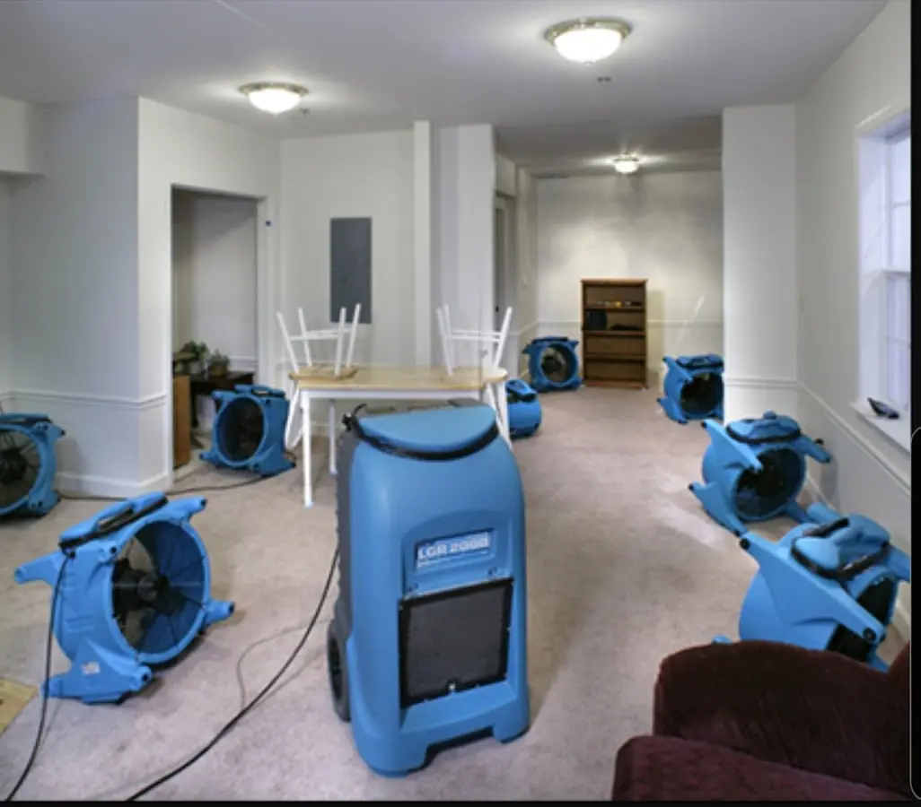 Air movers and dehumidifier setup for Water Extraction & Removal in Lenoir City